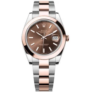 Rolex Datejust 41mm Chocolate Dial 18K Everose Oystersteel Men's Watch 126301 - Picture 1 of 20
