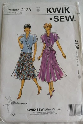 Kwik Sew Sewing Pattern Women's TOP SKIRT DRESS 2138 K Martensson XS-S-M-L-XL UC - Image 1 of 4