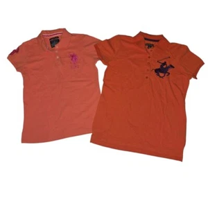 Lot of 2 VTG U.S. Polo Assn Tops, Sz XL Orange Pink Purple Embroidered Pony - Picture 1 of 7