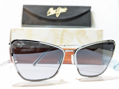 Maui Jim Puakenikeni 闪亮银色偏光灰色镜片太阳镜 MJ823-02D — 第 1/4 张图片