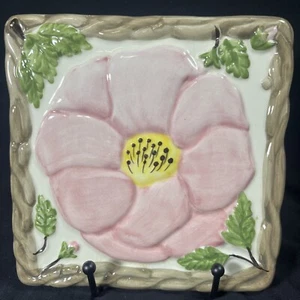 VINTAGE FRANCISCAN POTTERY DESERT ROSE 6" ART TILE TRIVET HOT PLATE PORTUGAL-B9 - Picture 1 of 7