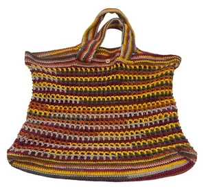HANDMADE CROCHET Bag Multicoloured Shopping Handles 50cm x 40cm - Bild 1 von 5