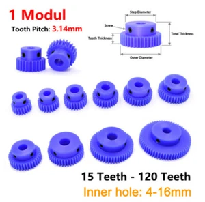 1Mod Azul Nylon Rueda Frontal 15-120T Agujero 4-16mm Piñón Transmisión Motor Paso a Paso - Imagen 1 de 10