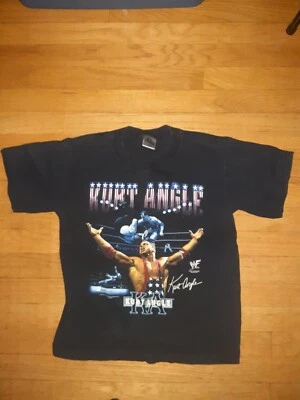 Camiseta WWF KURT ANGLE IT'S TRUE Vintage Talla 2000 Juvenil Mediana Rara Negra Foto 1 de 4