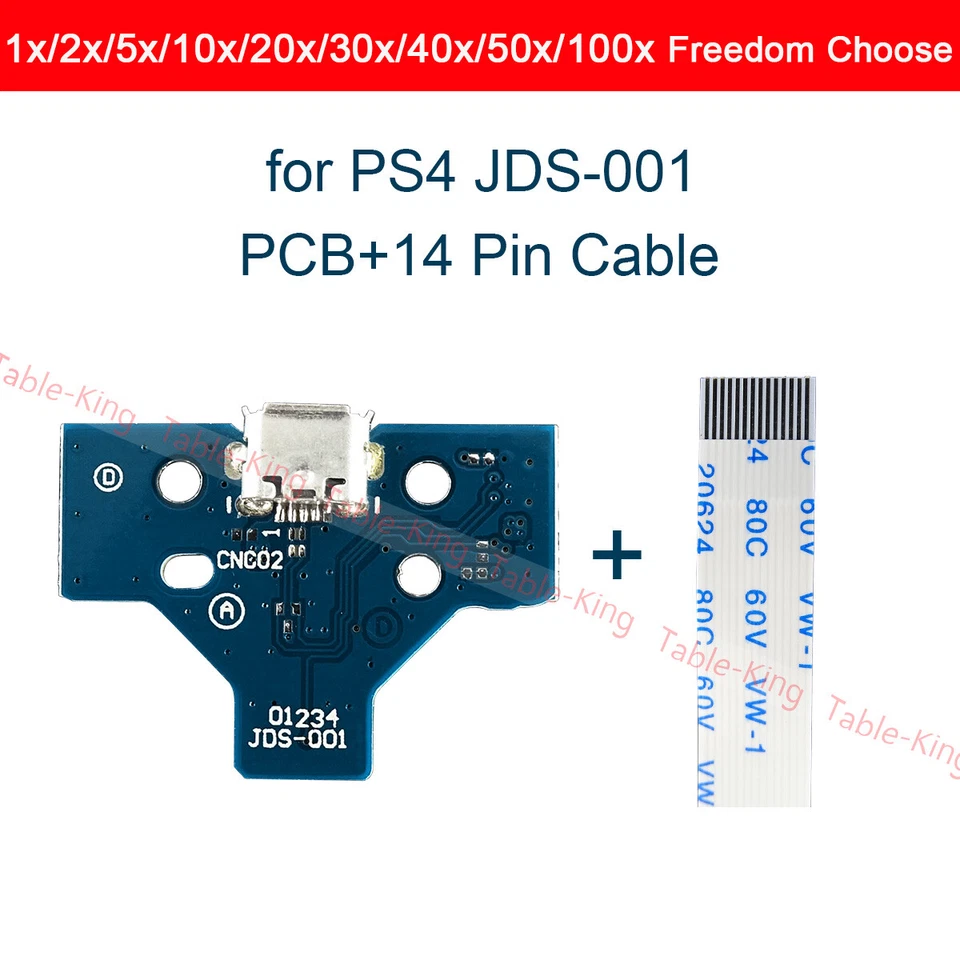 USB Power Charging Port Board+14 pin Cable for For Sony PS4 Controllers JDS-001 - Image 1 of 4