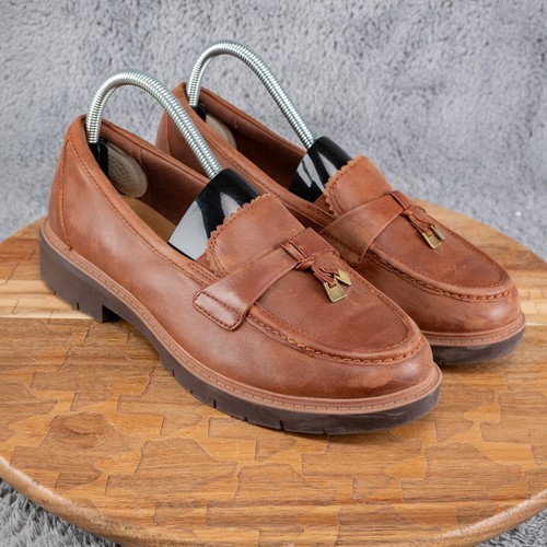 Mocassini Clarks donna Westlynn Bella suola a strappo grossi in pelle marrone taglia 8 5