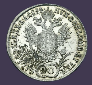 Archaios | RDR Österreich Franz I/II 1824 A Silber Doppeladler 20 Kreutzer|#20.6 - Bild 1 von 3