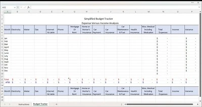 Simplified Budget Tracker Excel Spreadsheets, Template for PC or Android - Image 1 of 4