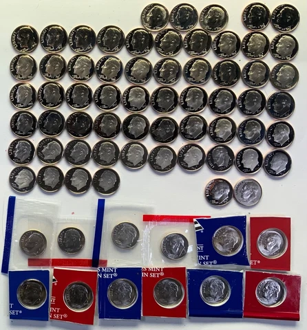 1965 - 2023 S COMPLETE SMS/Proof/Satin Strike CLAD 73 Roosevelt Dime Proof Set Cover