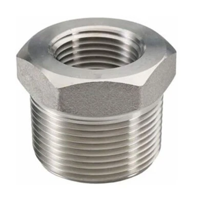 Buje hexagonal reductor de acero inoxidable de 1/2" macho a 3/8" hembra NPT tubo fundido C275 Foto 1 de 2