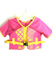 Aqua Leisure jacket floating swim school size M/L 33-55 lbs pink yellow belt New