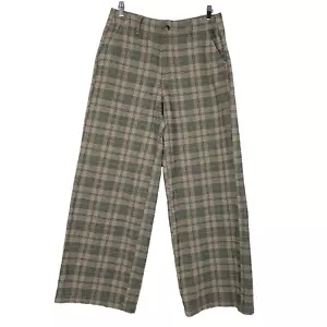 Pantalones a cuadros American Eagle tiro súper alto holgados pierna ancha para mujer 10 Academia - Imagen 1 de 11