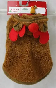 Christmas Holiday Time Hooded Sherpa Reindeer Pet Dog Coat Size XSmall 9-11 in - Picture 1 of 4