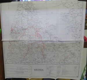 WWII Eritrea Map British Mulberry Leaf Tissue Map - Picture 1 of 4