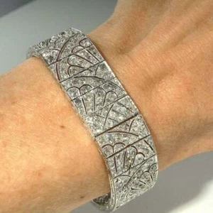 Brazalete antiguo de circonio cúbico blanco de 9,4 quilates para hombre enchapado en oro blanco - Imagen 1 de 10