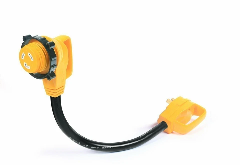 Camco 55522 18" 30 AMP Standard Male / 30 AMP 90 Degree Locking Female PowerG... - Image 1 of 1