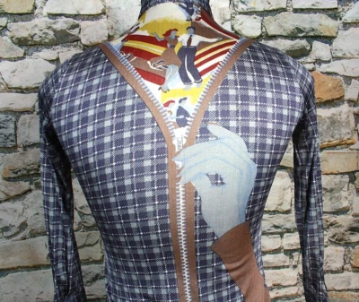 NIK NIK женщины винтажная блузка рубашка сделано в Италии танцоры на клетку размер 7-8 - Изображение 1 из 4