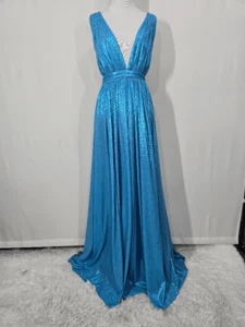 Vestido Tova Retrofete Azul Aqua Escote Profundo Talla M - Imagen 1 de 7