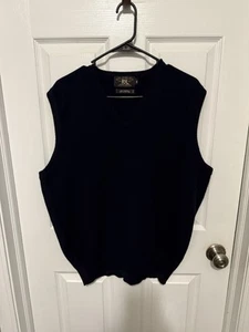 RRL Ralph Lauren Double R 100% Lambswool Sweater Vest Navy Blue XL Designer - Picture 1 of 4