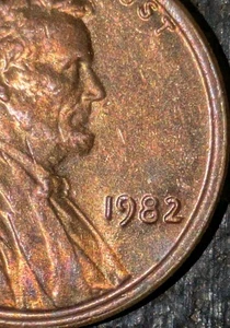 1982 1c Memorial Cent 3.1g Bronze Copper Large Rim Error Misaligned Strike - Picture 1 of 19