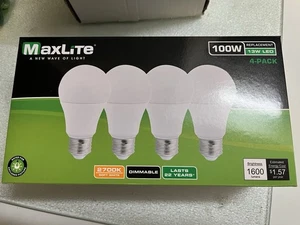 MaxLite  LED 4 Pack Bulbs 100W Soft White Bulk Discounts - Picture 1 of 4