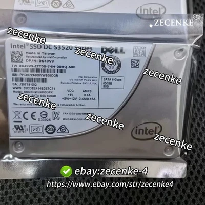 800GB SSD Intel DC S3520 6Gb/s 2.5" DELL SATA SSD SSDSC2BB800G7R DP/N: 0K49V9 - Image 1 of 3
