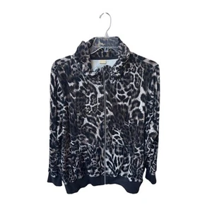 Chaqueta Michael Kors 3X Terciopelo Estampado Leopardo Cremallera Talla Grande Usada en Excelente Condición Acogedora Lujo - Imagen 1 de 7
