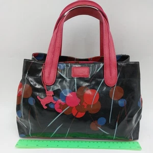 RADLEY Black Pink Red Coated Leather Trim Tote Bag Handbag Pockets 31x20x11 cm - Picture 1 of 22