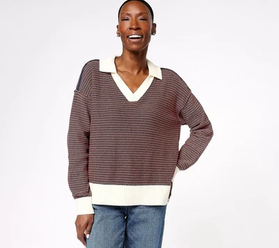 Suéter Peace Love World Rayas Azul Oscuro XXS Nuevo Foto 1 de 4