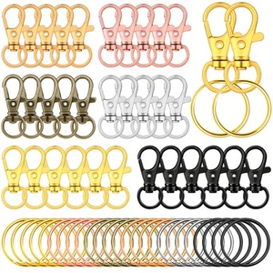120pcs Key Chain Clip Hooks, Swivel Clasps Lanyard Snap Hook with Key Rings, ... - Picture 1 of 7