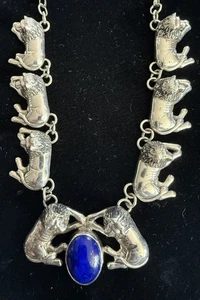 Carol Felley Sterling Silver Lapis Lion Necklace - Picture 1 of 8
