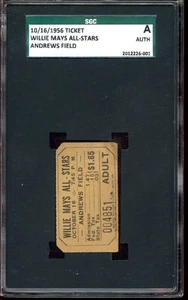 16. Oktober 1956 Willie Mays All Stars Baseball-Ticket im Andrews Field SGC A Authent - Bild 1 von 1