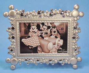 Disney Parks Mickey Mouse Heads Icon Silver Tone Metal Picture Frame 4" x 6" - Picture 1 of 7