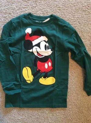 Gymboree Disney Mickey Mouse Christmas Long Sleeve Shirt Green Size 5T - Image 1 of 4