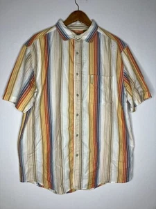 Mecca Striped Button-Up Short Sleeve Shirt Men's Large - Picture 1 of 9