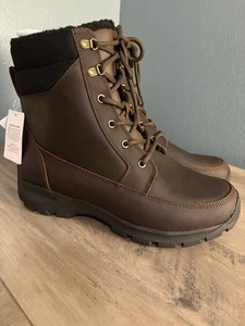 Lands End Herren Allwetter Leder braun/schwarz Sherpa gefüttert Stiefel 10 EE-neu mit Etikett - Bild 1 von 7