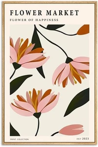  Gerahmte Blumenmarkt Leinwand Wand 16L" x 12B" Blume B - Natur gerahmt - Bild 1 von 8