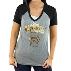 University Of Iowa Hawkeyes V Neck Shirt Women's Gameday Couture MEDIUM B27Z - Picture 1 of 9