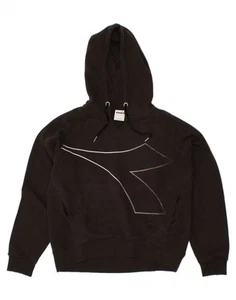 DIADORA Mens Graphic Hoodie Jumper Large Black Cotton CX39 - Picture 1 of 3