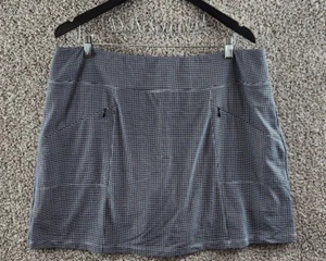 Ibkul Black/White Check Golf Skirt Skort Built In Shorts Pockets Women's XL - Picture 1 of 10