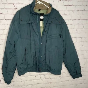 VTG The North Face Men Size M Green/Teal Pockets Full Zip Winter Puffer Jacket - Picture 1 of 7