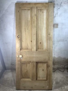 34 1/2"X 80 1/2" Victorian Internal Stripped Pine Four Panel Door 2over2 Old - Picture 1 of 12