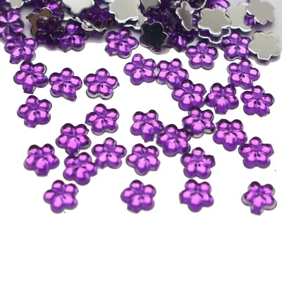 1000 Dark Purple Acrylic FlatBack Mini Flower Gems Rhinestones 4mm - Image 1 of 4