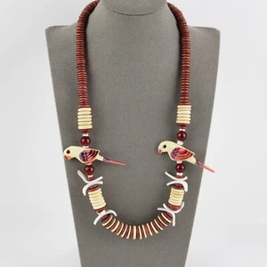 Parrot Necklace Vintage Carved Hand Painted 26" Tropical Hawaii Bird Beach - Picture 1 of 3