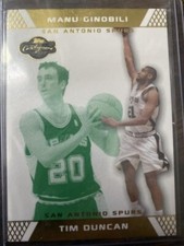 2007-08 Topps Co-Signers Gold Green /59 Tim Duncan Manu Ginobili #21.2 HOF