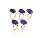 Wholesale 5pc 925 Solid Sterling Silver Purple Amethyst Ring Lot B374