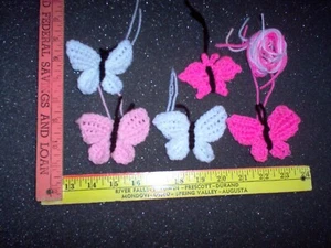 Sale: Hand crochet appliques, butterflies, set of 5 - Picture 1 of 3