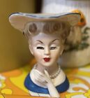 Vintage  Lady Head Vase-Japan  Pearl Necklace Napco
