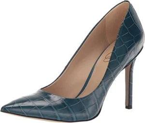 Sam Edelman Hazel Indigo Croc Stiletto Heel Pointed Closed Toe Dress Pumps - Picture 1 of 6