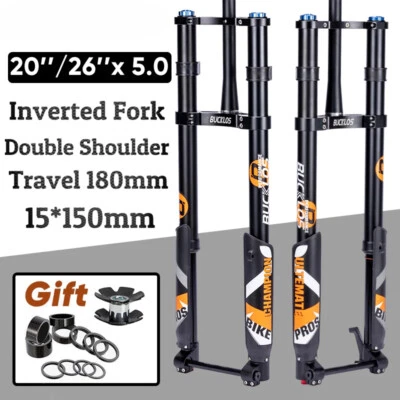 Double Shoulder Inverted Air Suspension Fork 20/26er Fat Bike Fork Travel 180mm  - Image 1 of 4